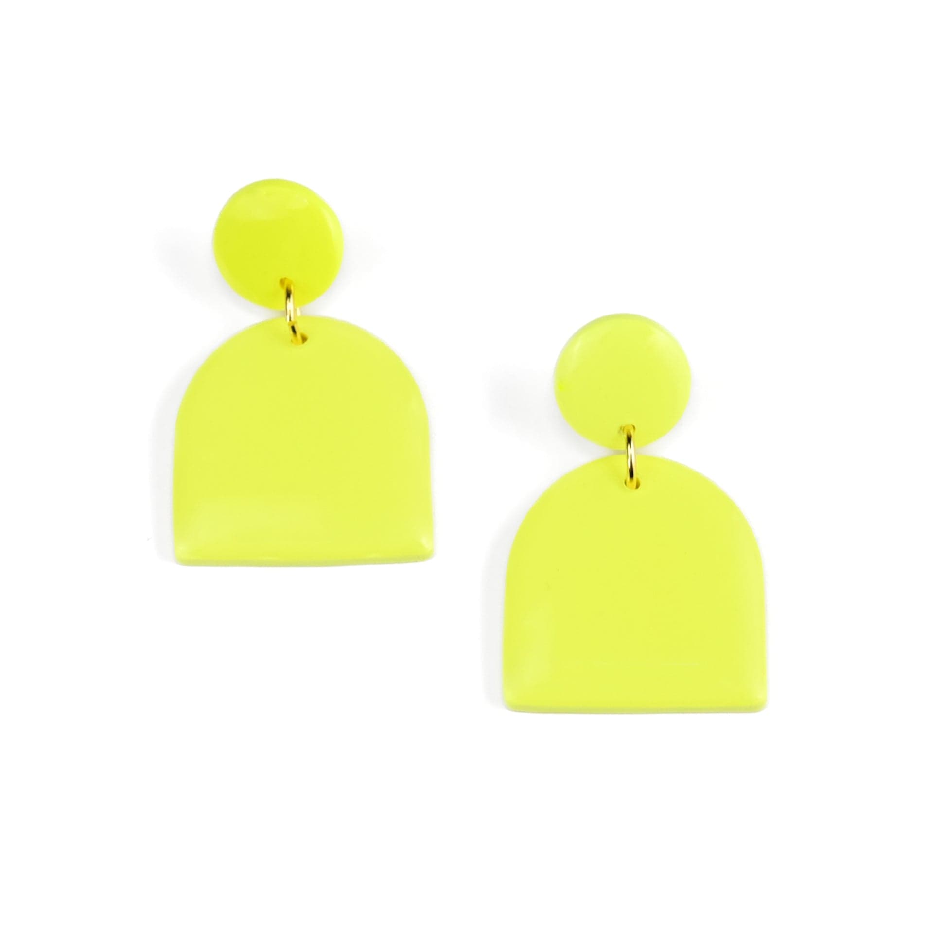Fun and elegant dome-shaped Alexa Domes dangly earrings in neon yellow #color_neon-yellow