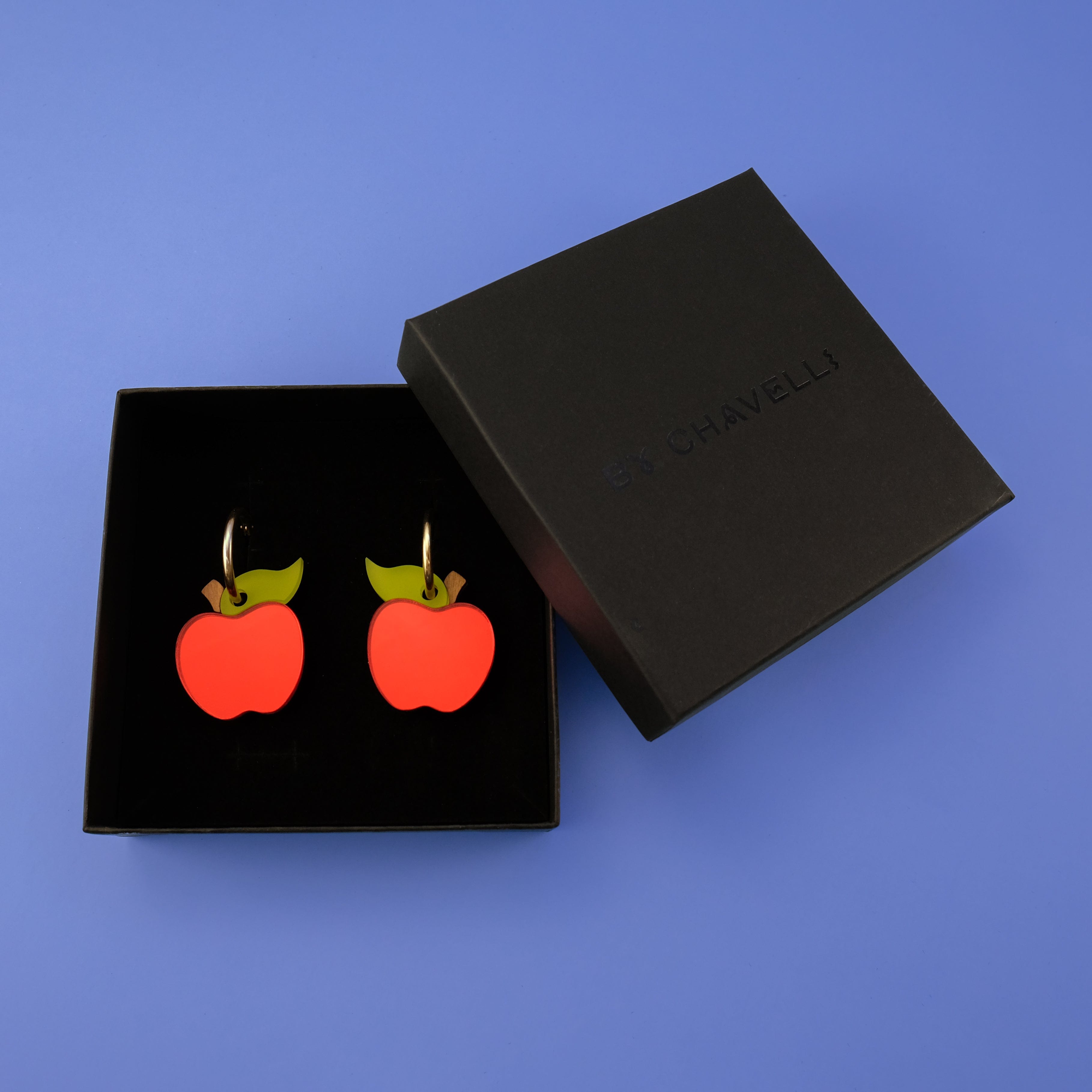 Cute lightweight apple earrings with gold-filled hoops