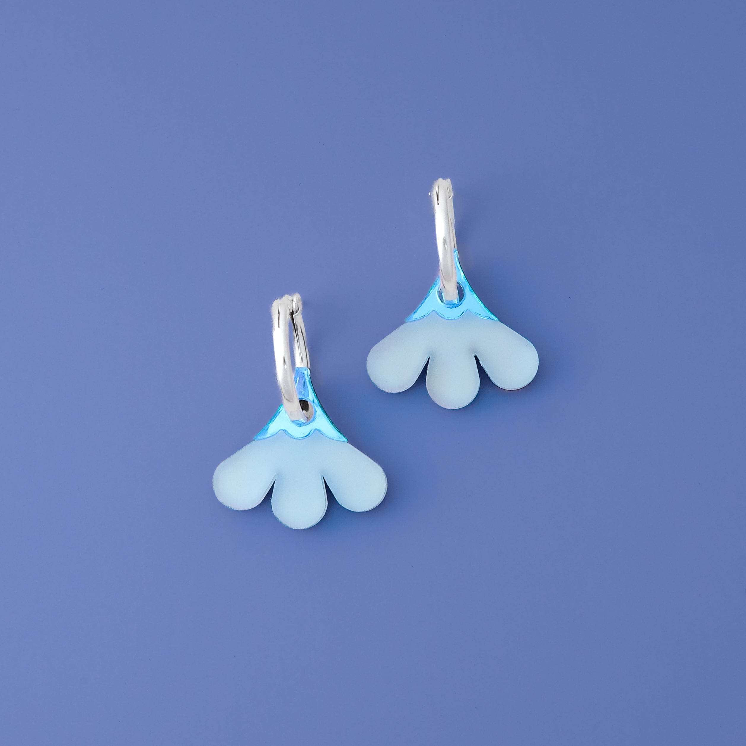 Cute and dainty Baby daisy gold-filled hoop earrings #color_light-blue