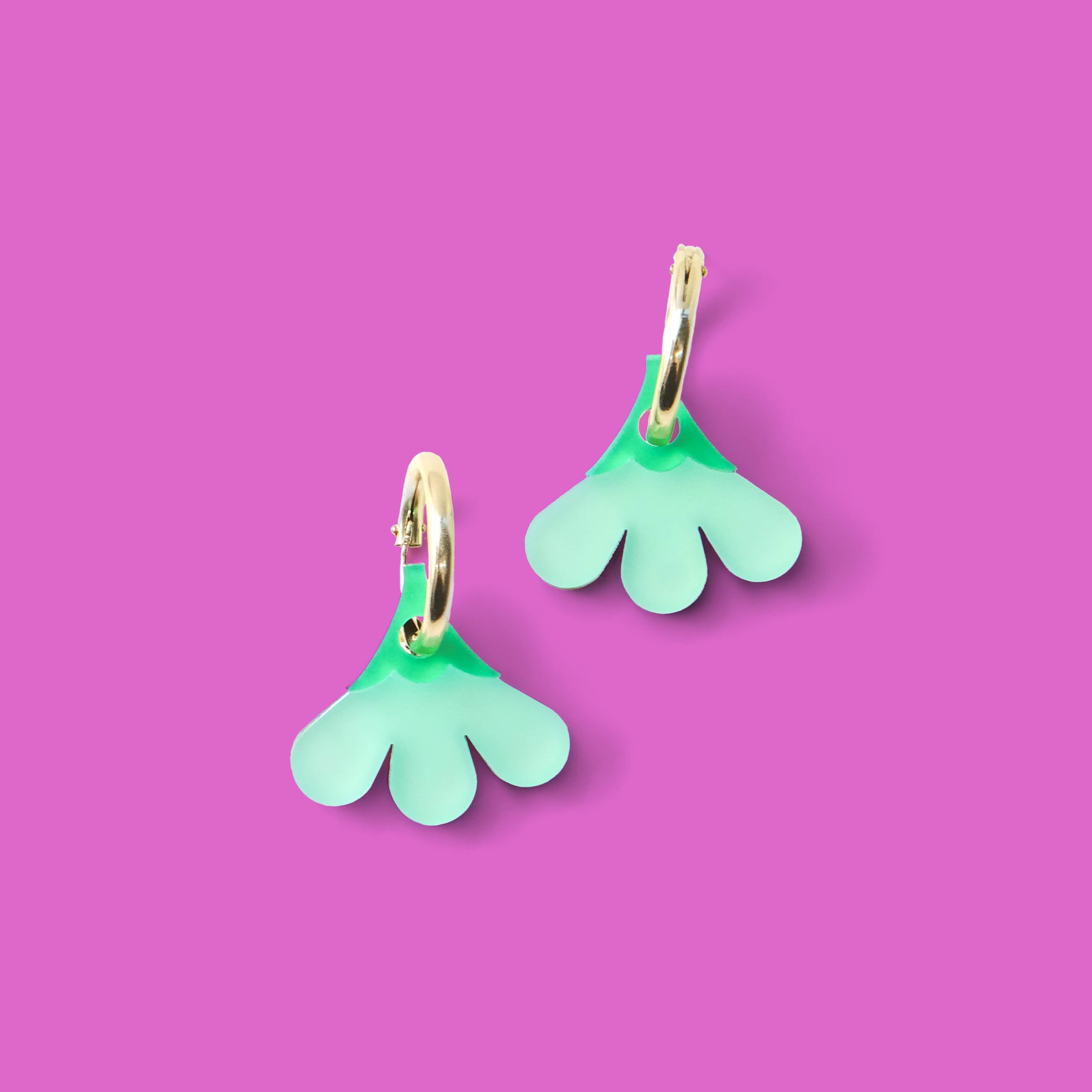 Cute and dainty Baby daisy gold-filled hoop earrings #color_light-green