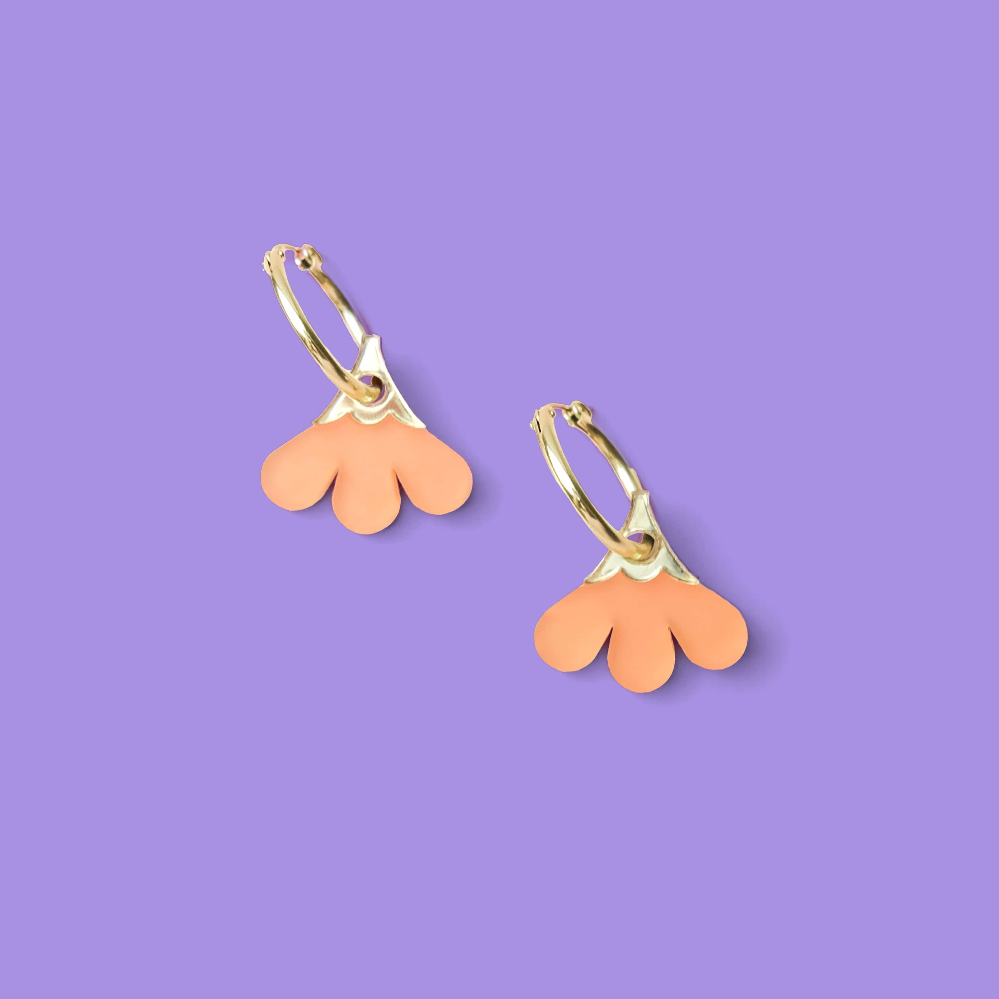 Cute and dainty Baby daisy gold-filled hoop earrings #color_orange