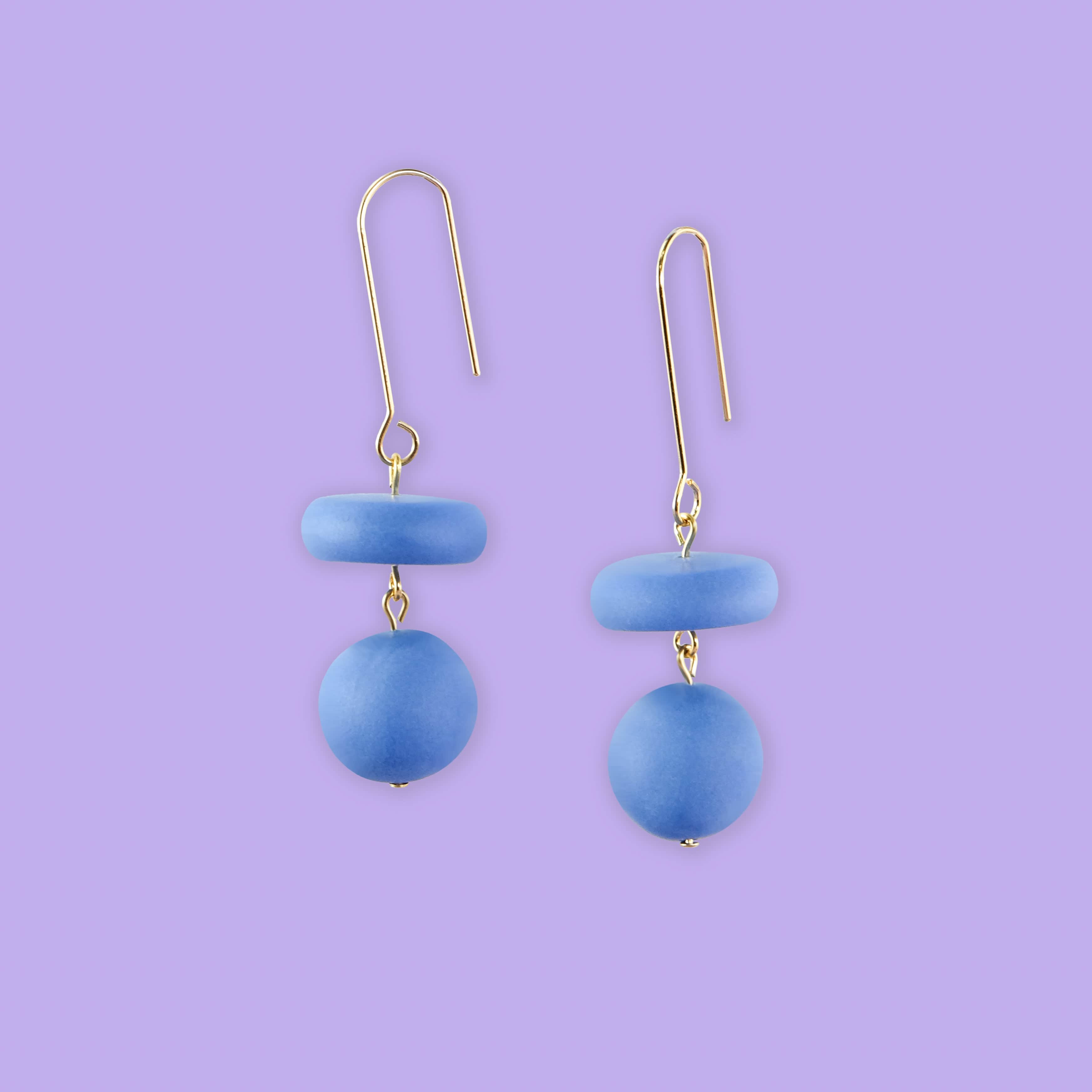 versatile, every day handmade bead dangle statement earrings #color_cornflower-blue