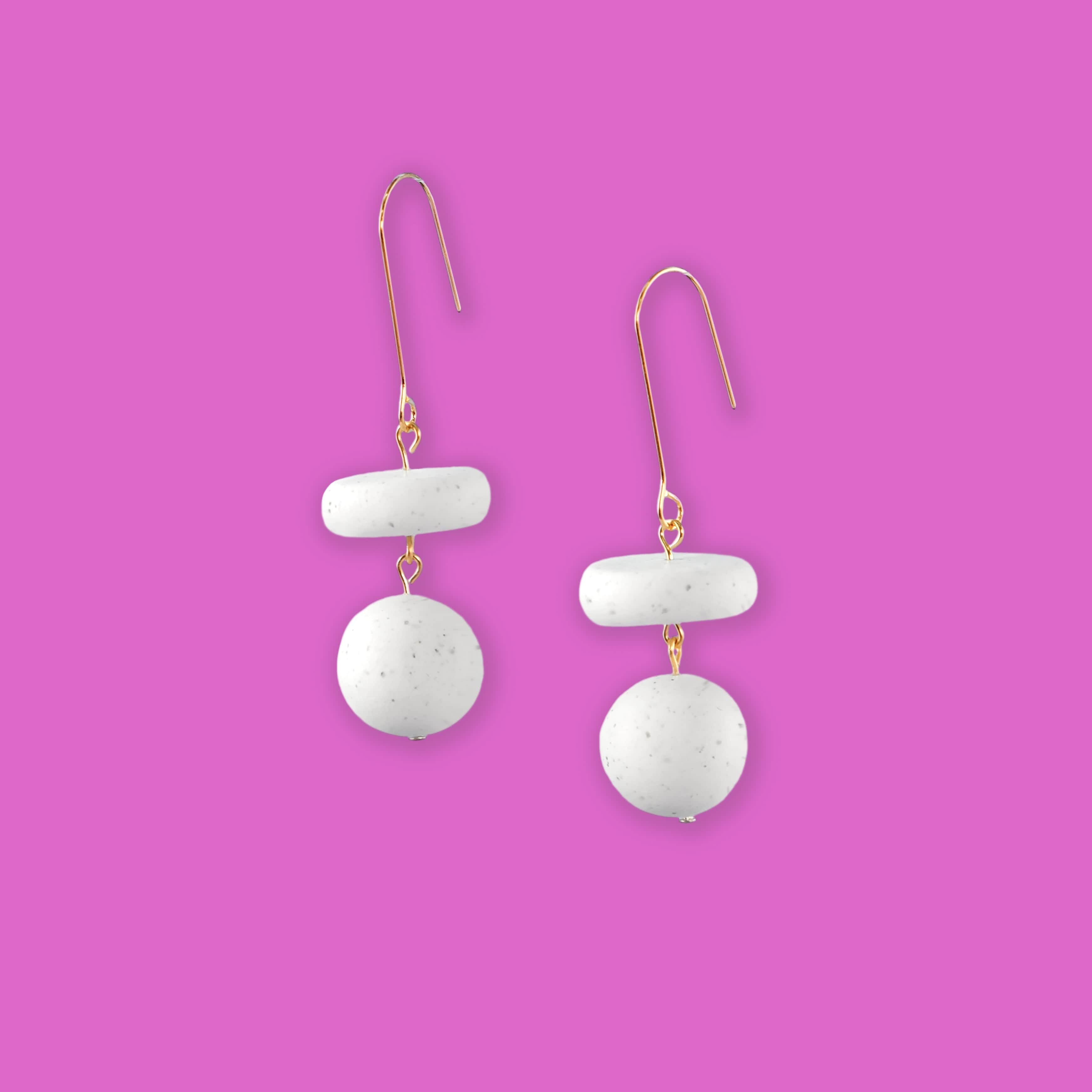 versatile, every day handmade bead dangle statement earrings #color_granite