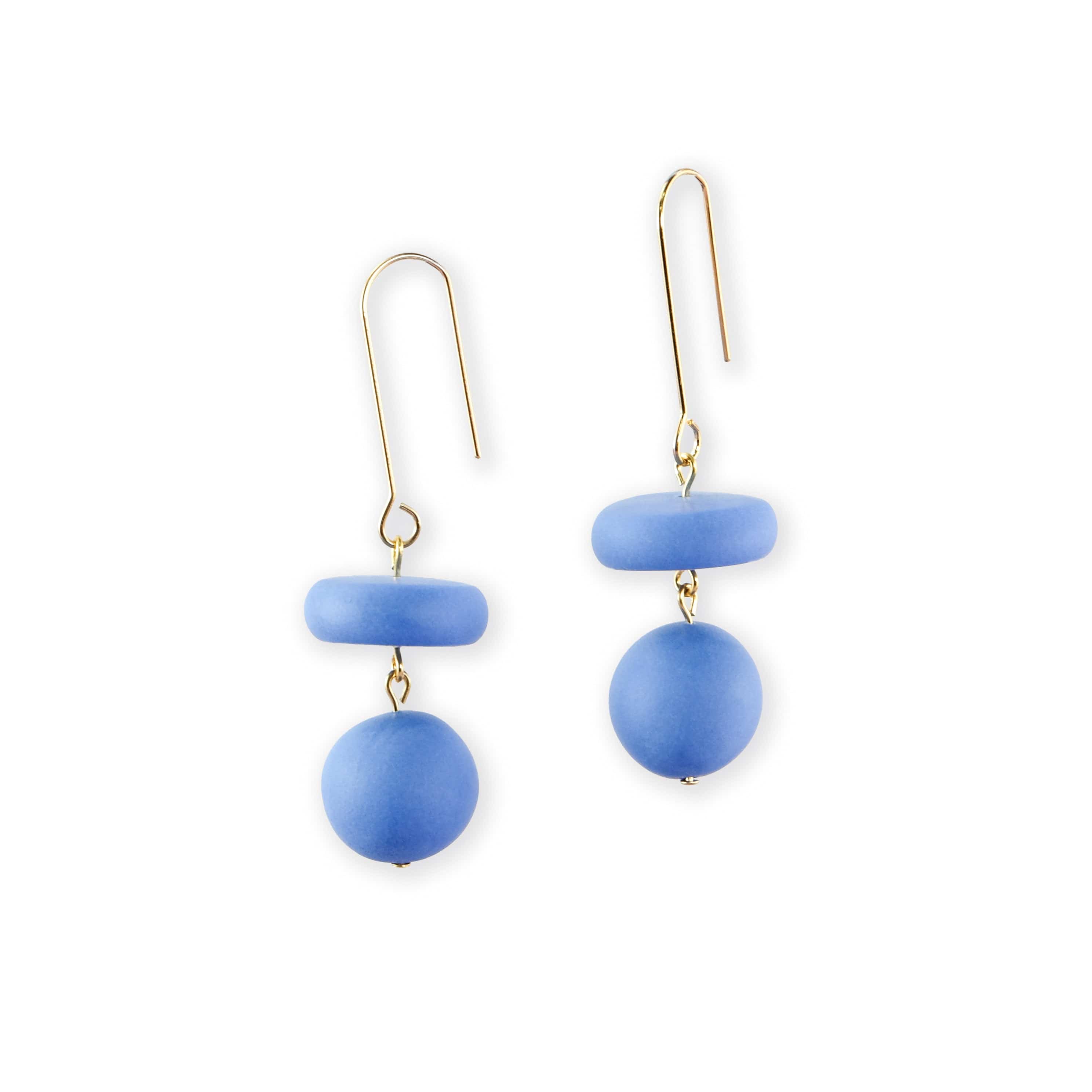 versatile, every day handmade bead dangle statement earrings #color_cornflower-blue