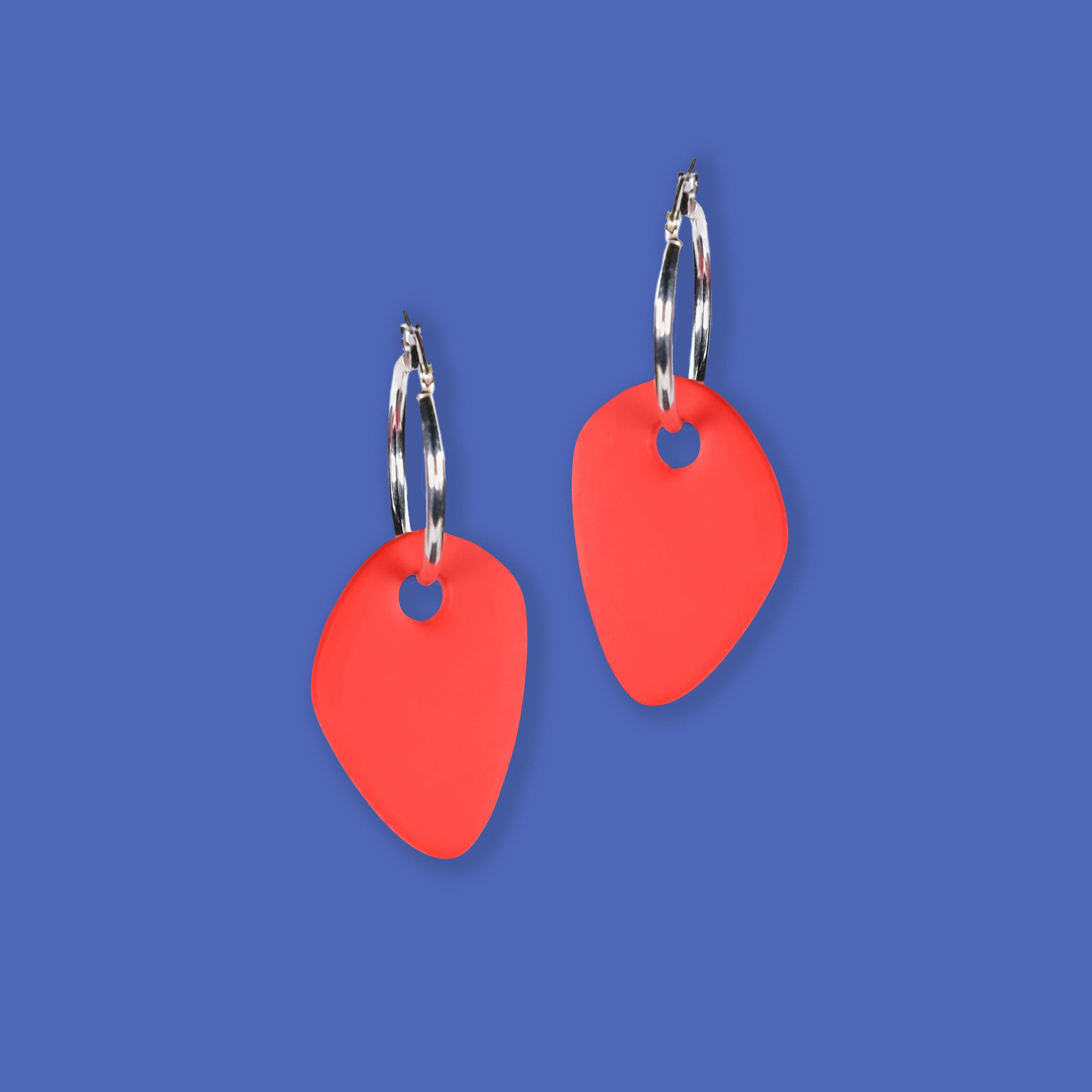 Organic shapes, artistic inspired, lightweight, dangly Calder inspired hoop earrings Calder #color_red