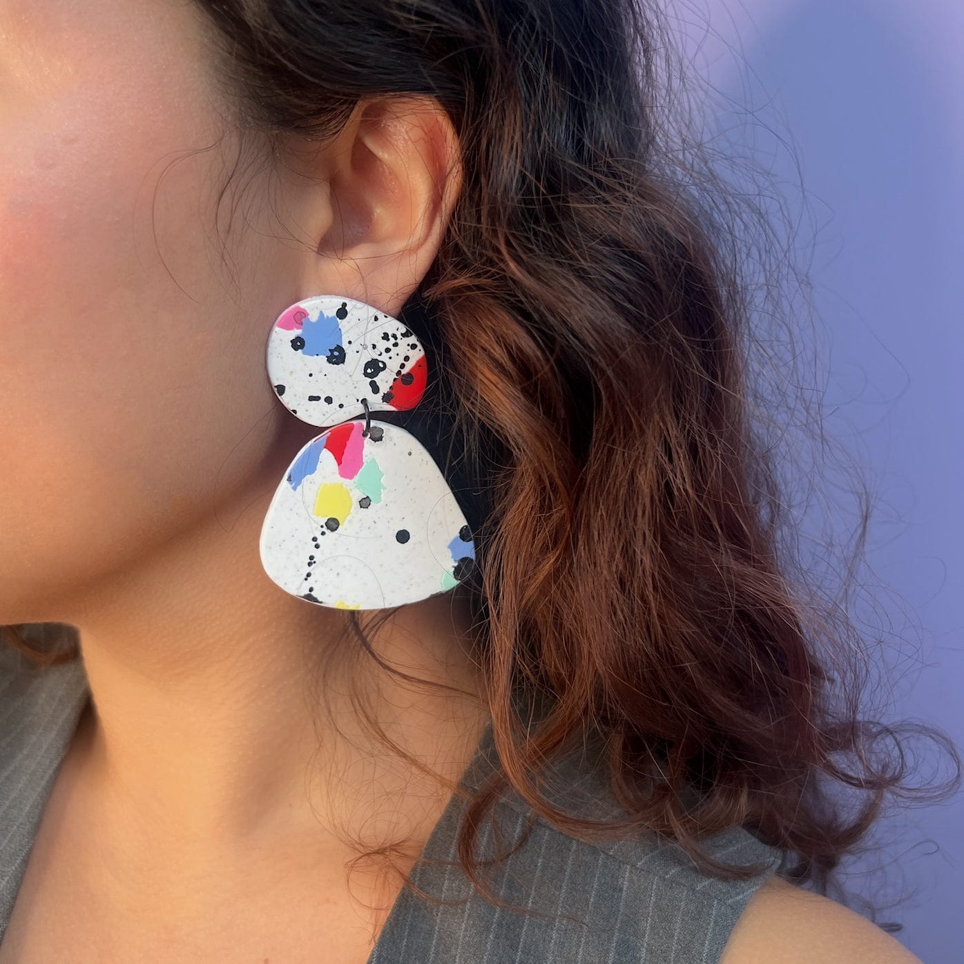 Gaia Statement Earrings in colorful paint splatter #color_paint-splatter