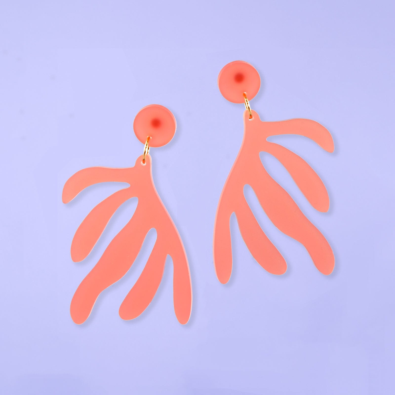 Art inspired statement earrings. Matisse dangly statement earrings in translucent coral acrylic #color_coral