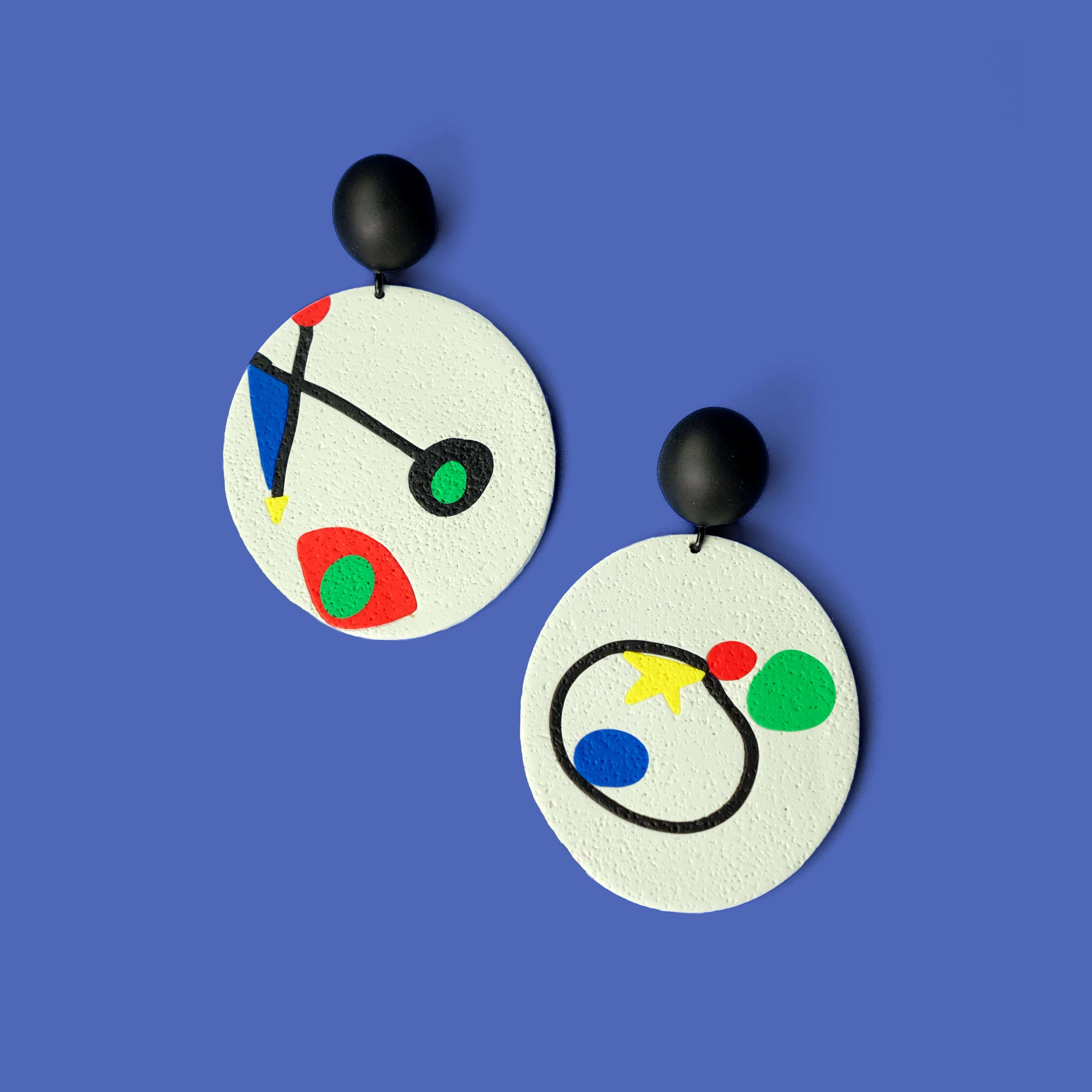 Miro artwork inspired statement earrings