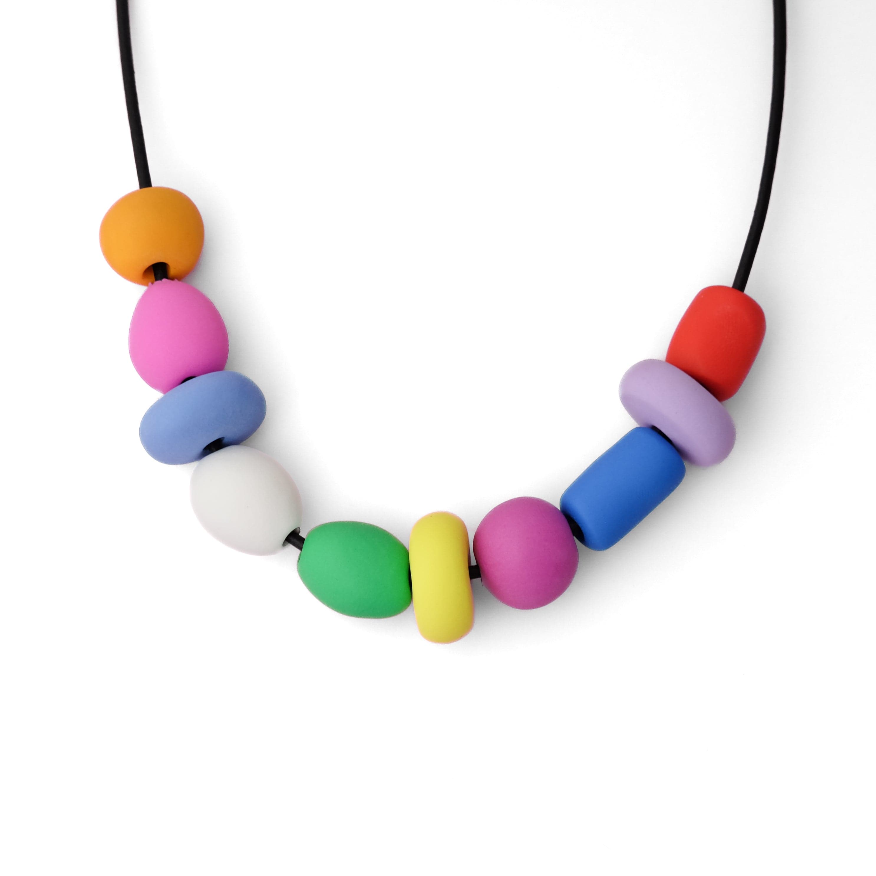Hand-made mixed beaded necklace with multi-colored colorful chunky beads! 