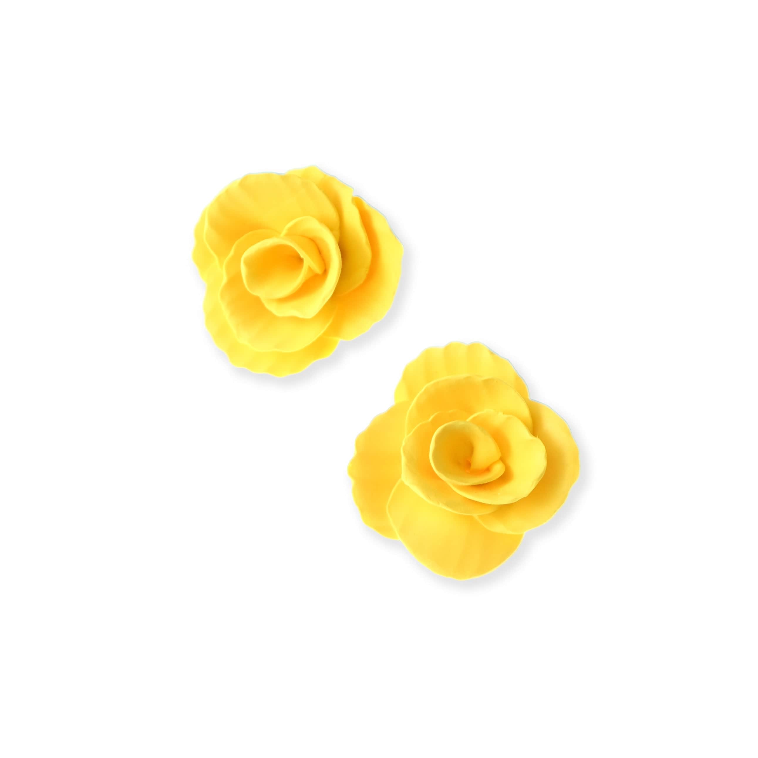 Hand-made statement flower rosette stud earrings in yellow #color_yellow