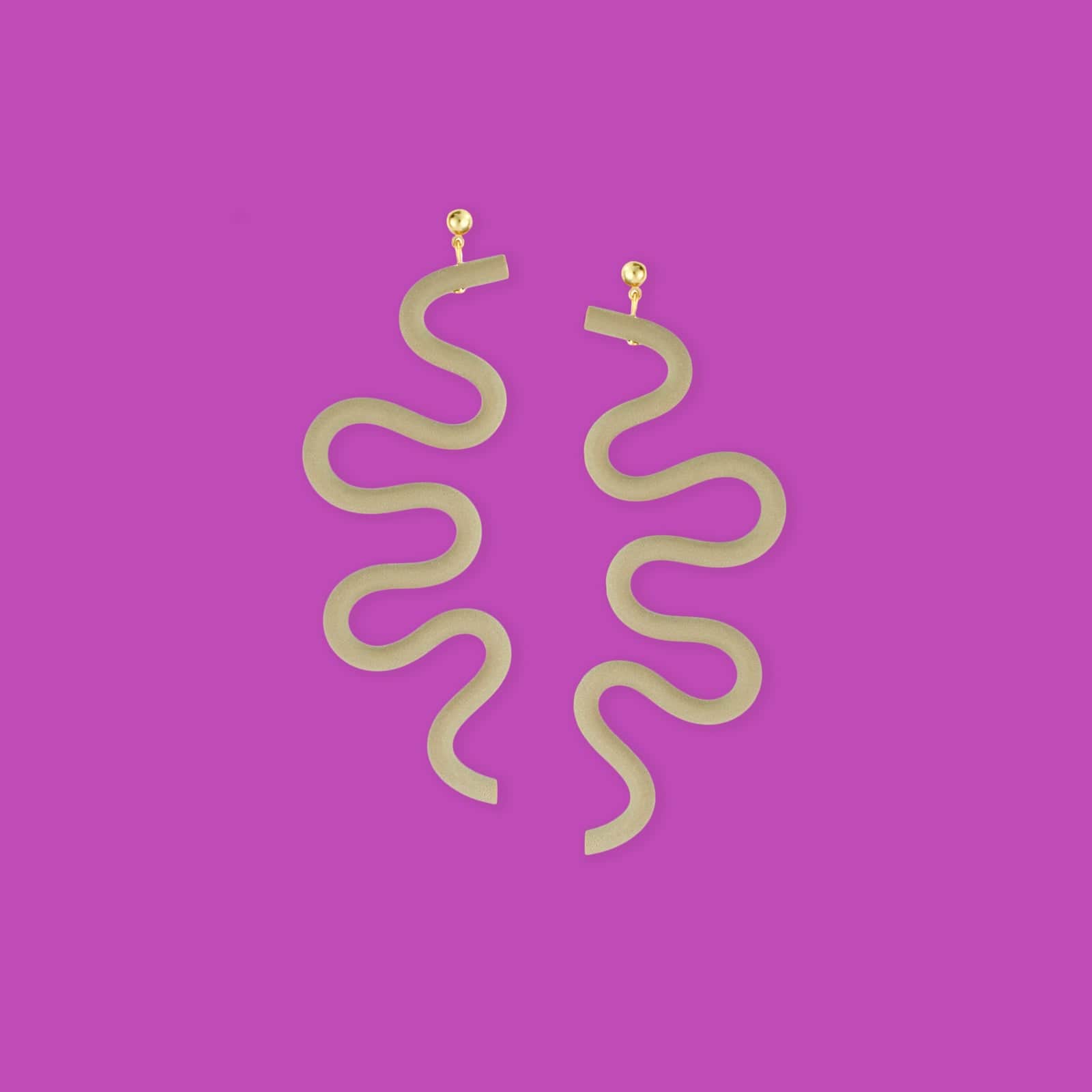 Tube Squiggle dangly earrings small in taupe #color_taupe